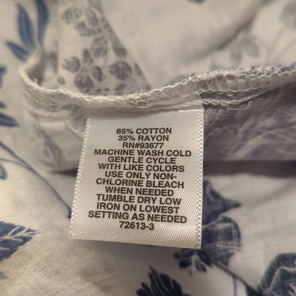 Liz Claiborne Top Blouse Floral Print Blue White Women's Plus Size 1X NEW NWT - Picture 9 of 10